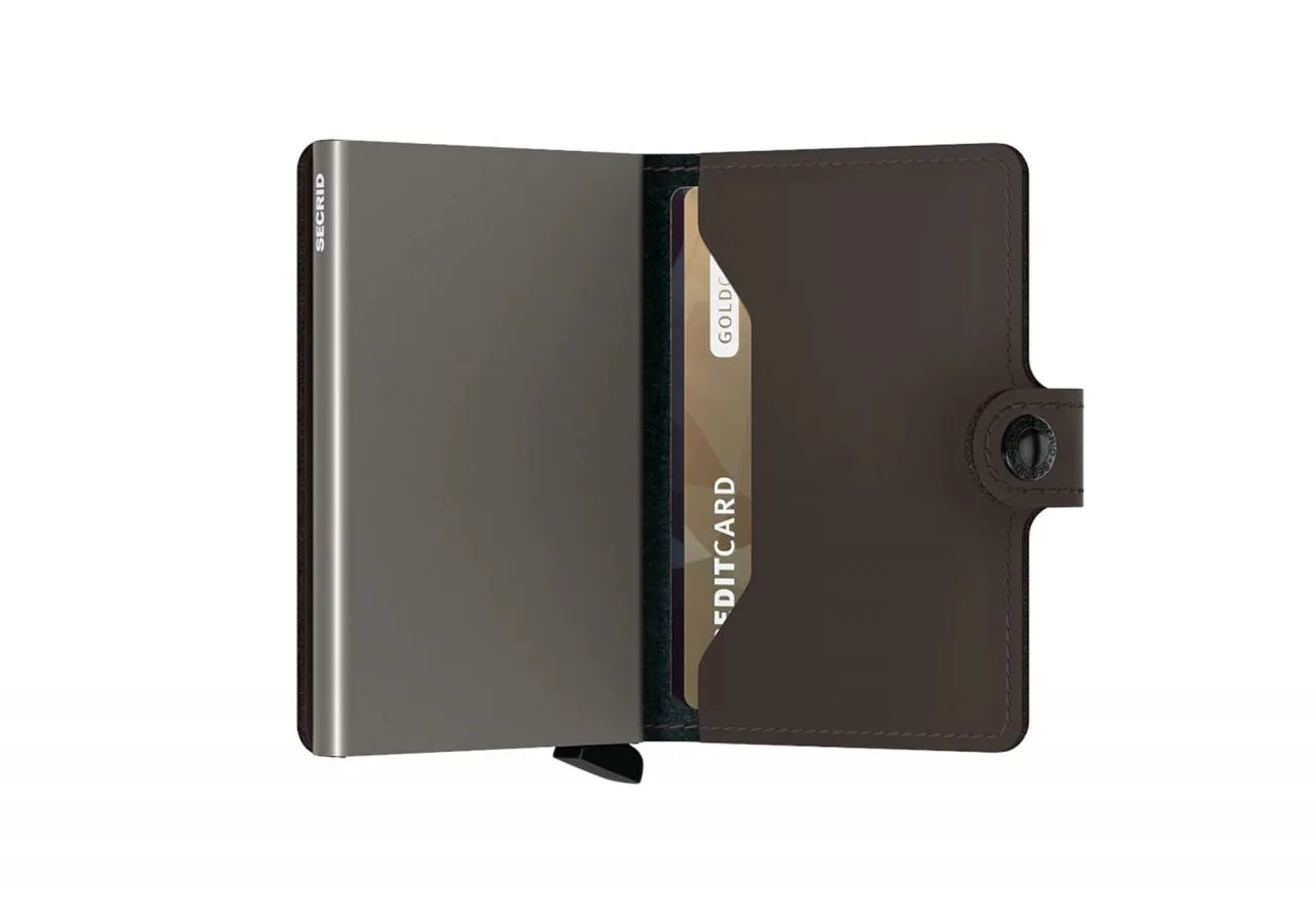 Tarjetero Miniwallet Marron Interior Metal Broche