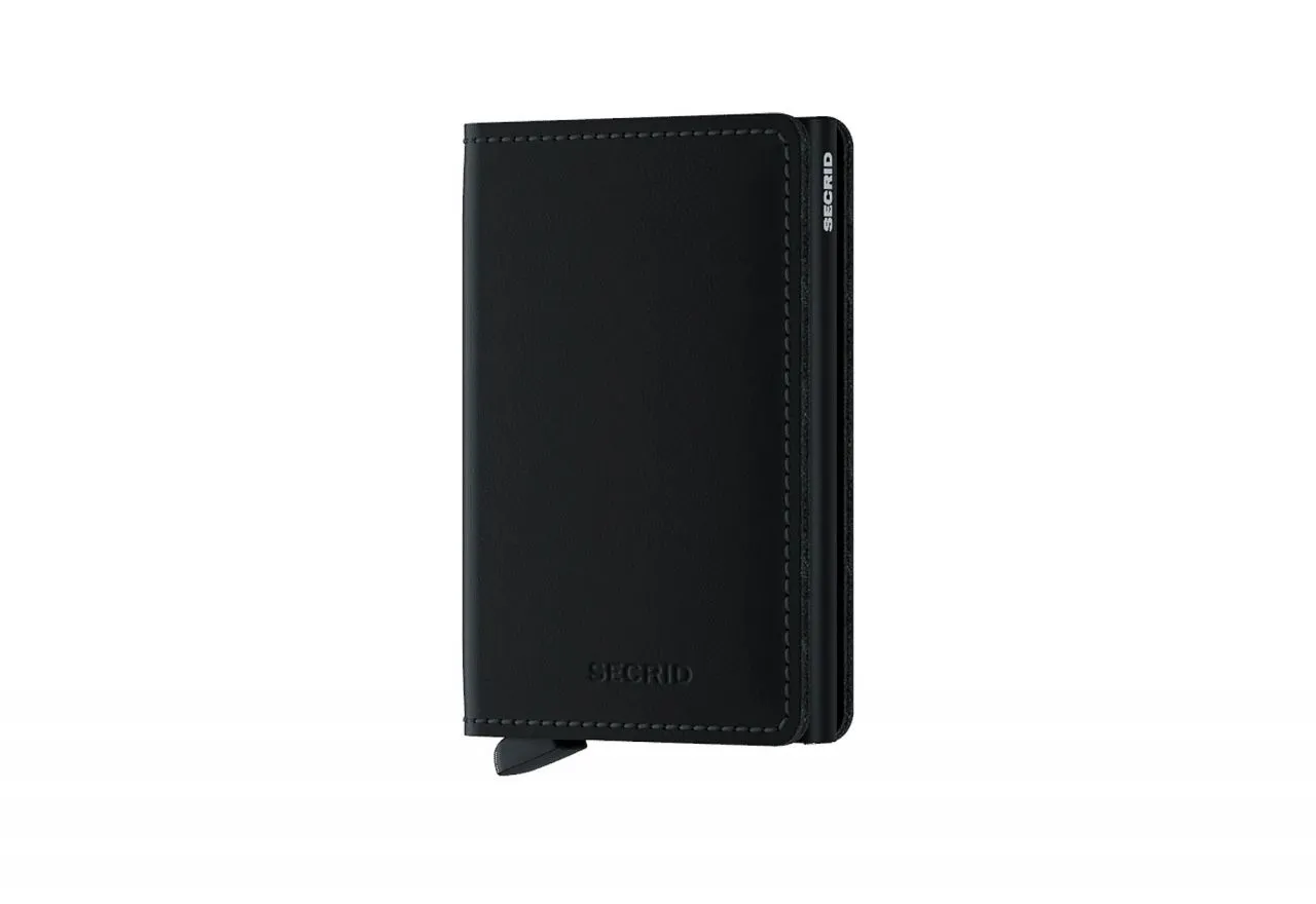 Tarjetero Slimwallet Negro Pespuntes e Interior Negro