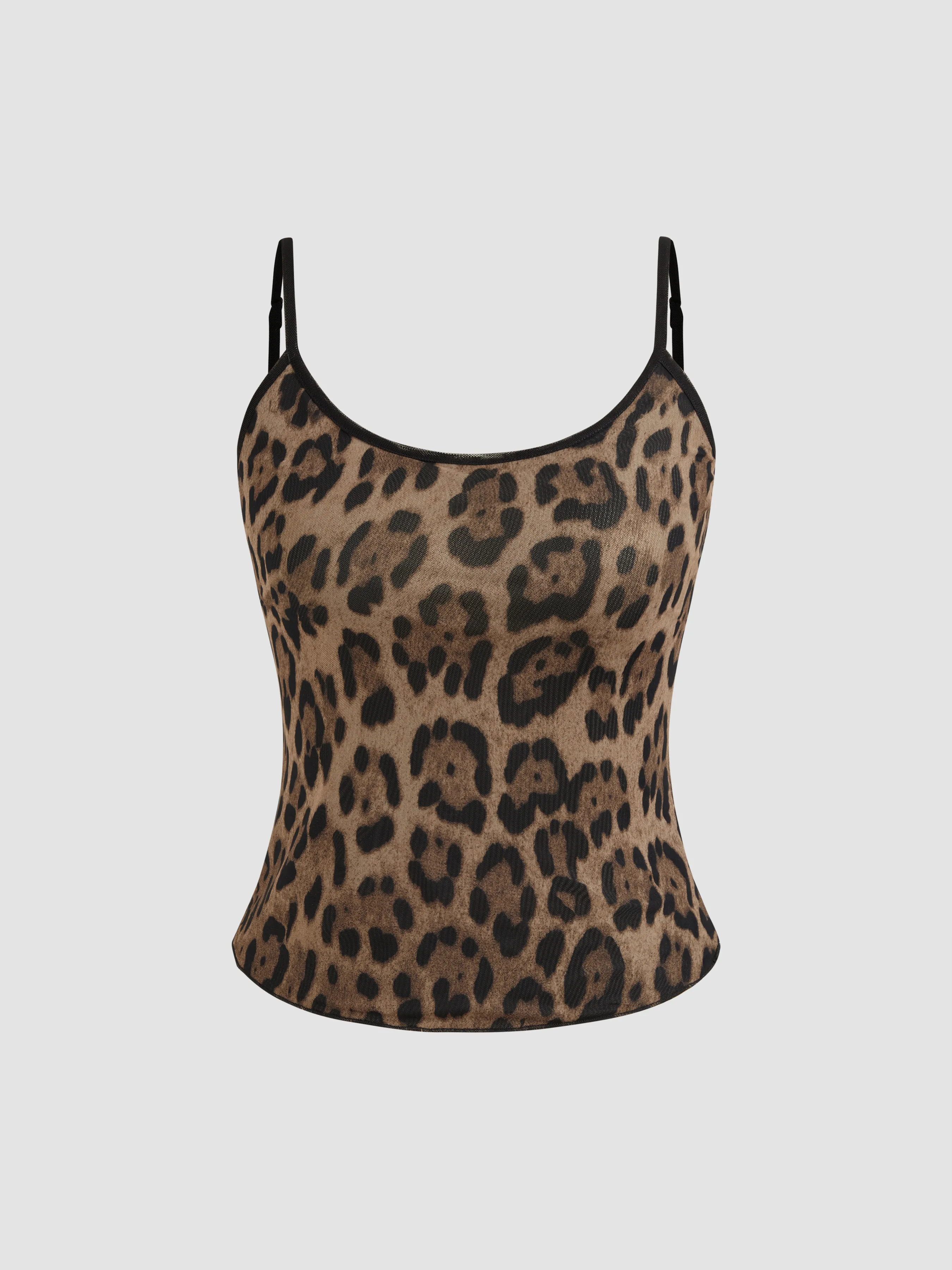 Top Cami de Leopardo con Cuello de Malla en U