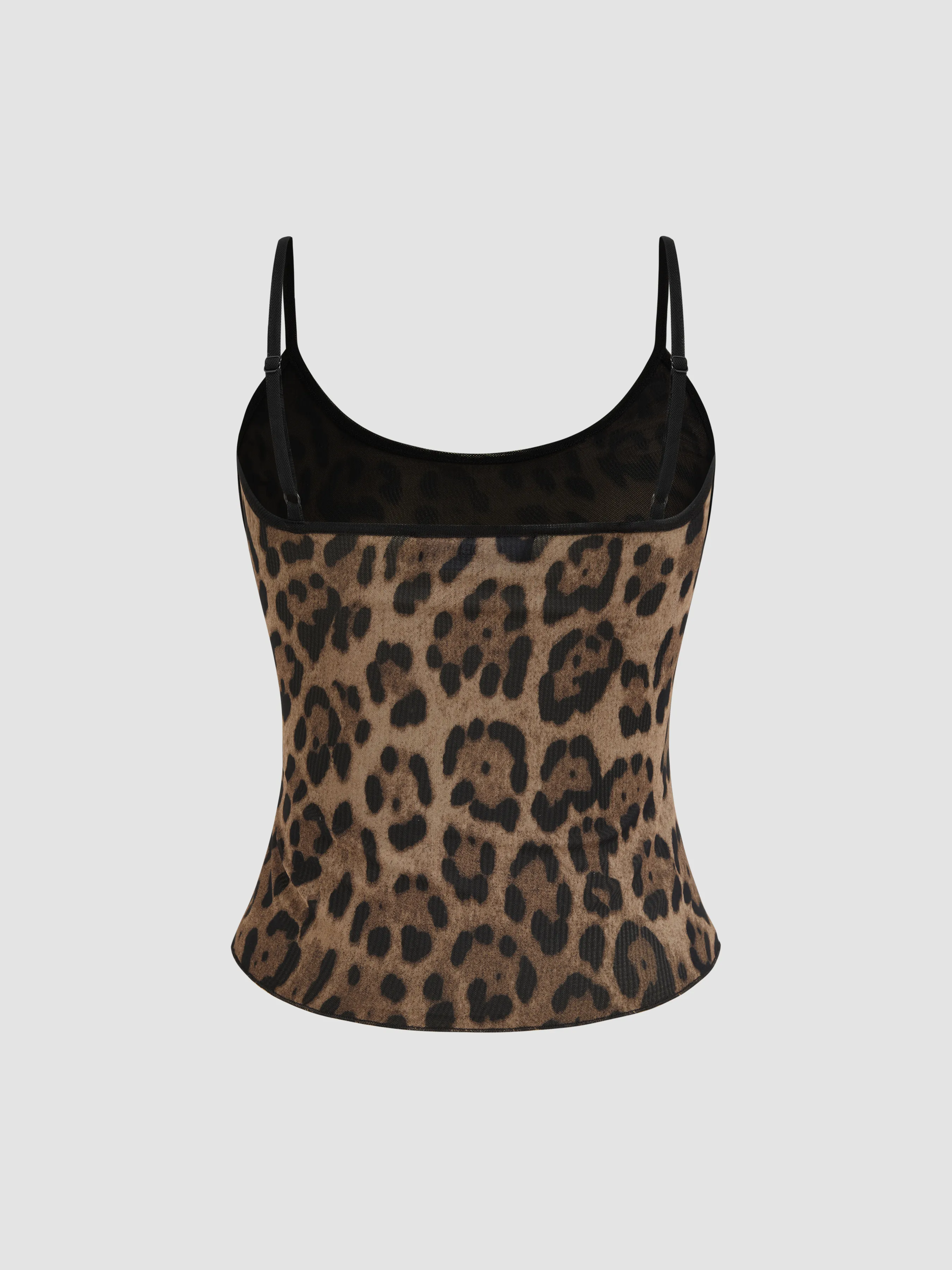 Top Cami de Leopardo con Cuello de Malla en U