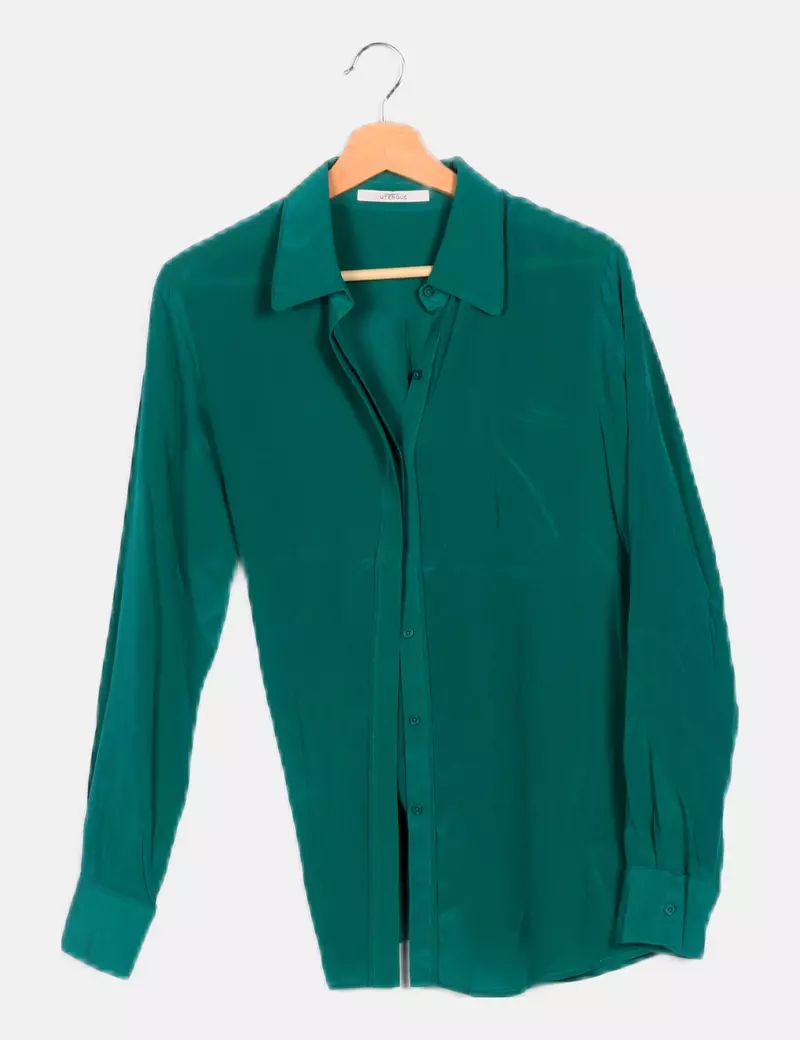 Uterqüe Camisa verde fluida