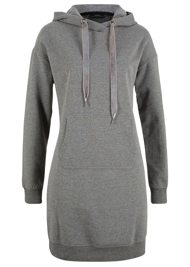 Vestido tipo sudadera Gris jaspeado