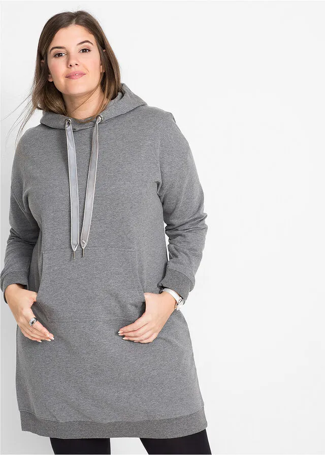 Vestido tipo sudadera Gris jaspeado