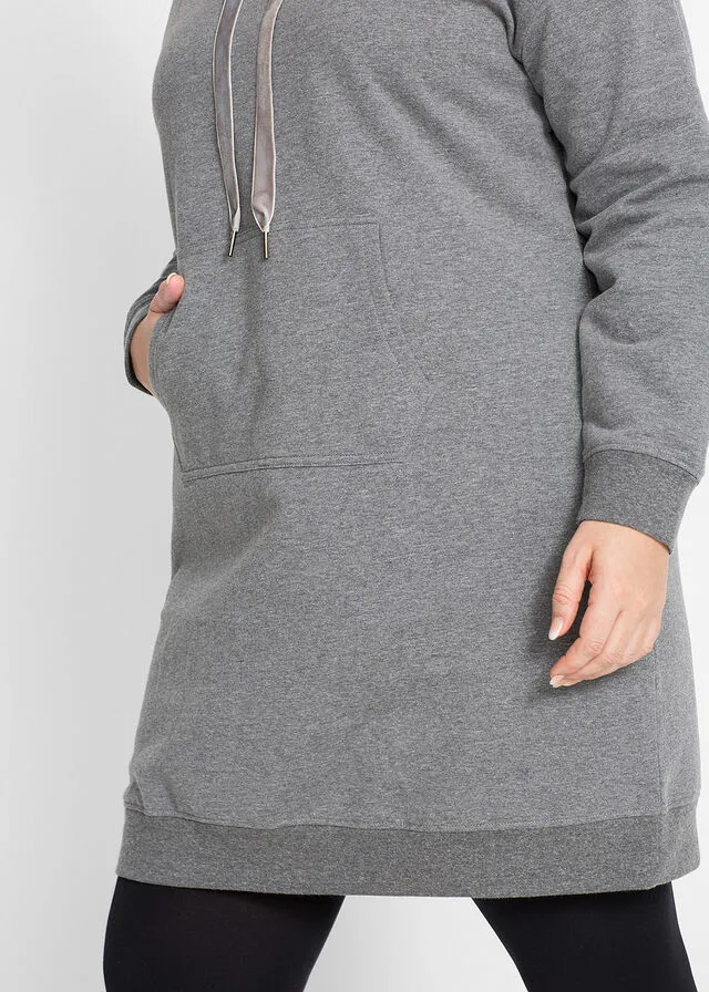 Vestido tipo sudadera Gris jaspeado