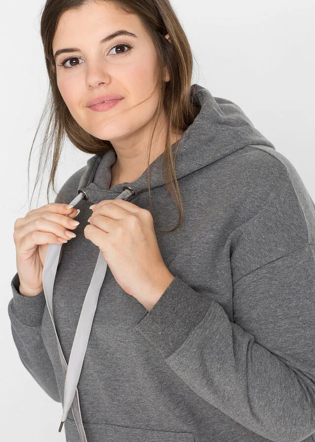 Vestido tipo sudadera Gris jaspeado