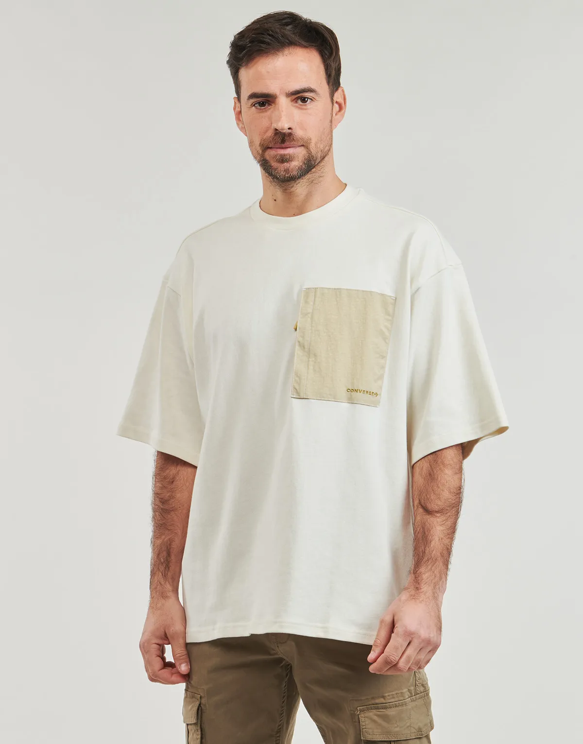 WORDMARK OVERSIZED KNIT TOP TEE EGRET