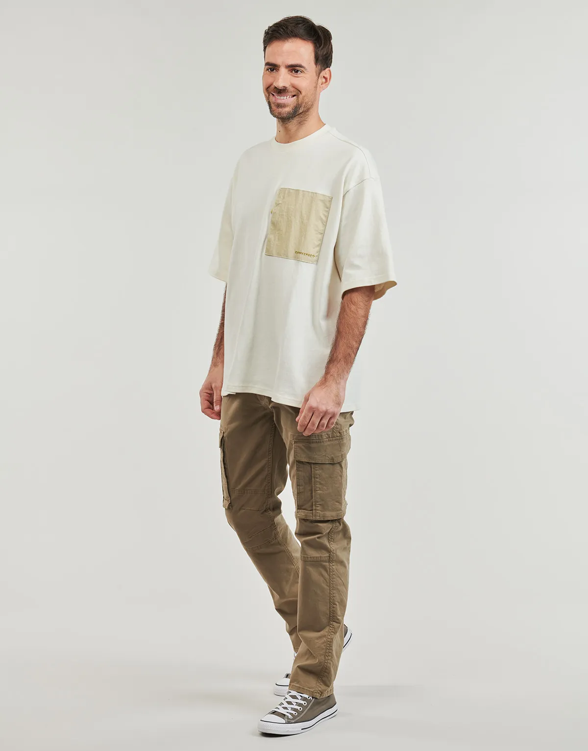 WORDMARK OVERSIZED KNIT TOP TEE EGRET