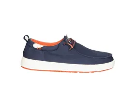 Zapato Cordon Lona Azul Cordon Elastico e Interior Naranja Piso Blanco