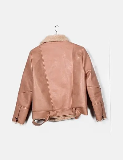 Zara Biker rosa interior pelo